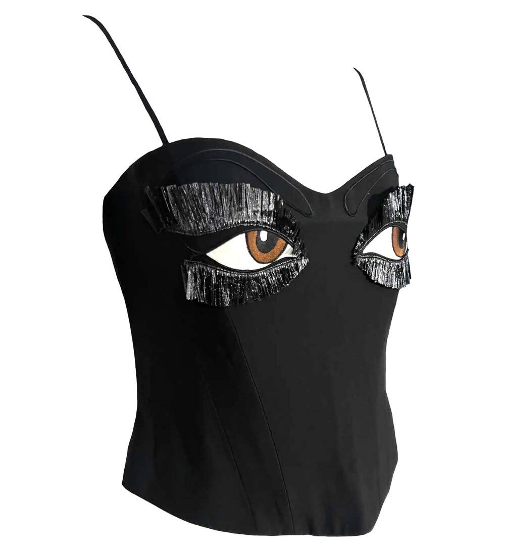 Moschino Couture Vintage S/S 1990 Eyes Bustier Corset Boning Throughout - Picture 3 of 4